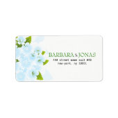 Fijne blauwe bloemen etiket (Voorkant)