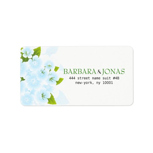 Fijne blauwe bloemen etiket (Voorkant)