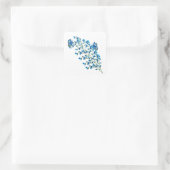 Fijne blauwe bloemen met vlinder vierkante sticker (Tas)