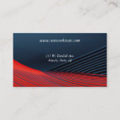 Fijne blauwe en rode lijnen op zwarte achtergrond visitekaartje (Achterkant)