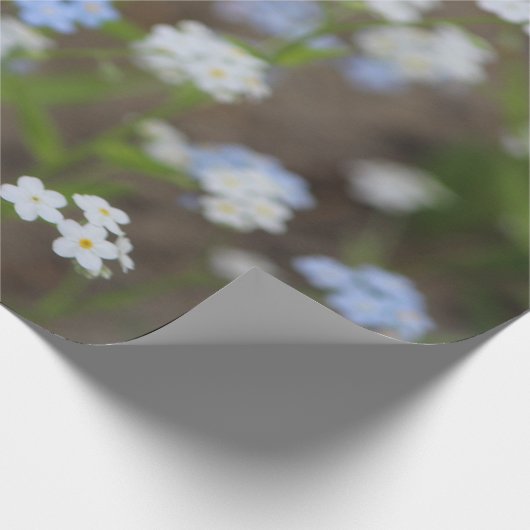 Fijne blauwe en witte bloemen cadeaupapier (Hoek)