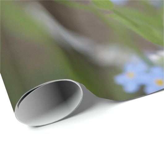 Fijne blauwe en witte bloemen cadeaupapier (Rol Hoek)