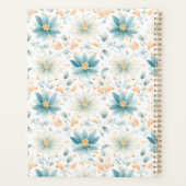 Fijne Blauwe en Witte Bloemen met Oranje Bladeren Planner (Achterkant)