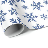 Fijne Blauwe Sneeuwvlok Winter Wit Naadloos Gift Cadeaupapier (Rol Hoek)