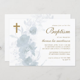 Fijne bloem met kruisdoop kaart