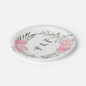Fijne bloem, roze pinda's papieren bordje (Gekanteld)