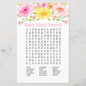Fijne bloemen Baby shower Word Search Game (Voorkant)