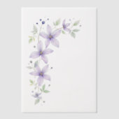 Fijne Bloemen & Botanische Tak Trouwen Paarse Vellum Uitnodigingen (Voorkant)