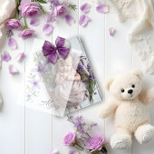 Fijne Bloemen & Botanische Tak Trouwen Paarse Vellum Uitnodigingen