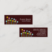 Fijne bloemen (donkerbruin) mini visitekaartje (Voorkant / Achterkant)