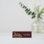 Fijne bloemen (donkerbruin) mini visitekaartje (Staand voorkant)