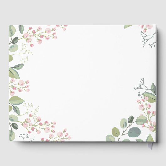 Fijne bloemen en eucalyptusbladeren gastenboek (Achterkant)