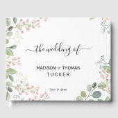 Fijne bloemen en eucalyptusbladeren gastenboek (Voorkant)