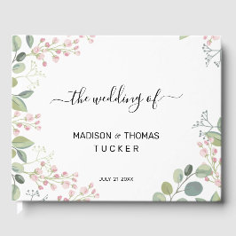 Fijne bloemen en eucalyptusbladeren gastenboek