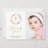 Fijne bloemen en katoen dank u bedankkaart (Voorkant)