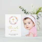 Fijne bloemen en katoen dank u bedankkaart (Staand voorkant)