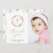 Fijne bloemen en katoen dank u bedankkaart (Voorkant / Achterkant)