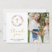 Fijne bloemen en katoen dank u bedankkaart (Voorkant)