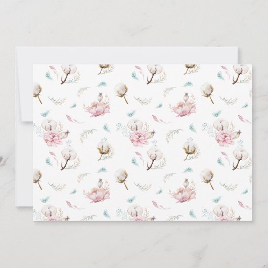 Fijne bloemen en katoen dank u bedankkaart (Achterkant)