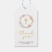 Fijne bloemen en katoen dank u cadeaulabel (Voorkant)