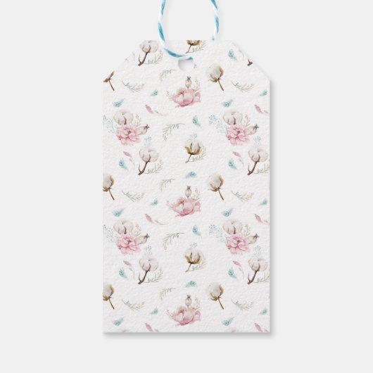 Fijne bloemen en katoen dank u cadeaulabel (Achterkant)