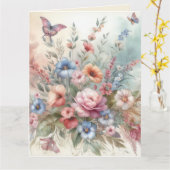 Fijne bloemen en vlinders kaart (Gele Bloem)