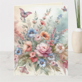 Fijne bloemen en vlinders kaart