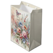 Fijne bloemen en vlinders medium cadeauzakje (Voorkant Gekanteld)