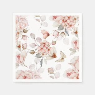 Fijne bloemen en vlinders servet