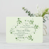 Fijne Bloemen in Groene Uitnodiging (Staand voorkant)