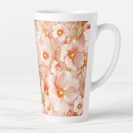 Fijne bloemen in perziktinten latte mok (Rechts)