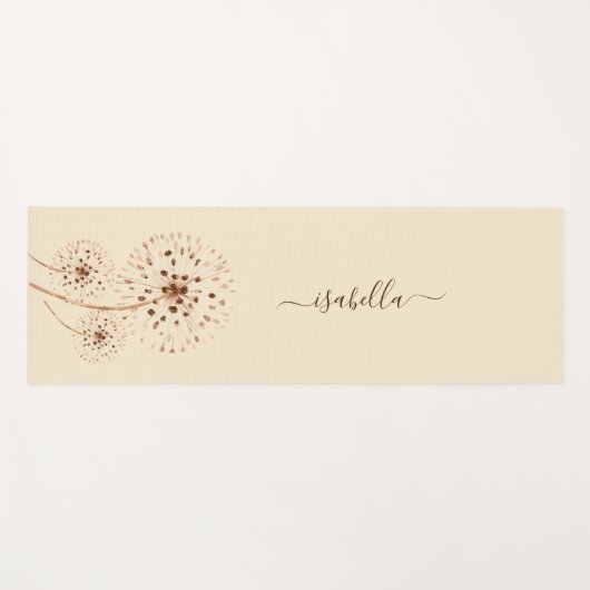 Fijne bloemen lichte perzik crème gepersonaliseerd yogamat (Voorkant (horizontaal))