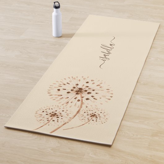 Fijne bloemen lichte perzik crème gepersonaliseerd yogamat (In situ)