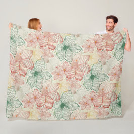 Fijne bloemen - lijnkunst naadloos patroon 1 fleece deken