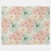 Fijne bloemen - lijnkunst naadloos patroon 1 fleece deken (Voorkant (Horizontaal))