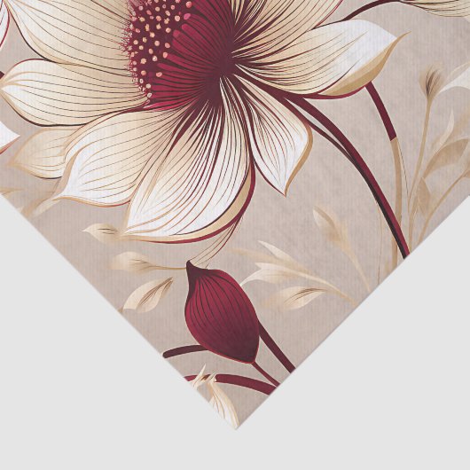 Fijne bloemen met Bourgondische bloemen Tissuepapier (Detail)