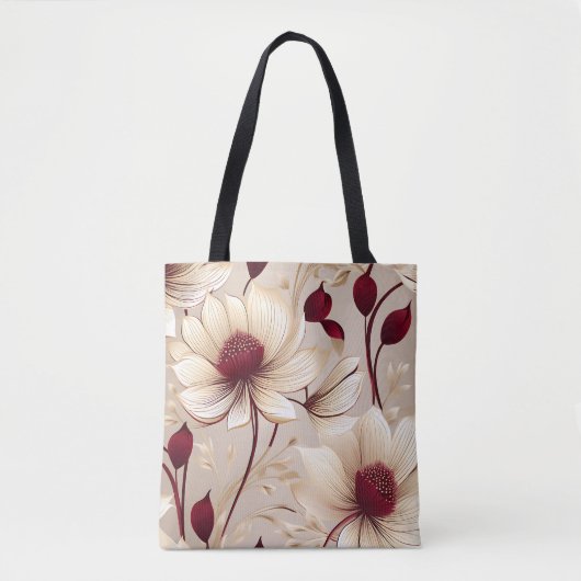 Fijne bloemen met Bourgondische bloemen Tote Bag (Voorkant)