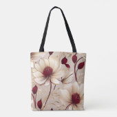 Fijne bloemen met Bourgondische bloemen Tote Bag (Achterkant)