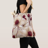 Fijne bloemen met Bourgondische bloemen Tote Bag (Dichtbij)