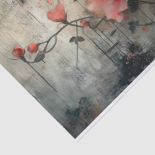 Fijne bloemen op een benarde achtergrond tissuepapier (Detail)