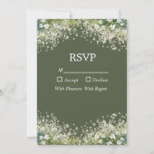 Fijne Bloemen op Olijfgroene RSVP-kaart Kaart (Voorkant)