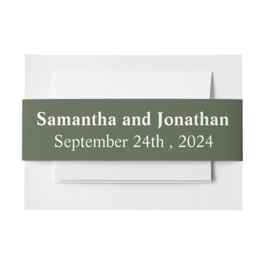 Fijne Bloemen op Olive Green Uitnodiging Uitnodigingen Wikkel (Voorkant Voorbeeld)