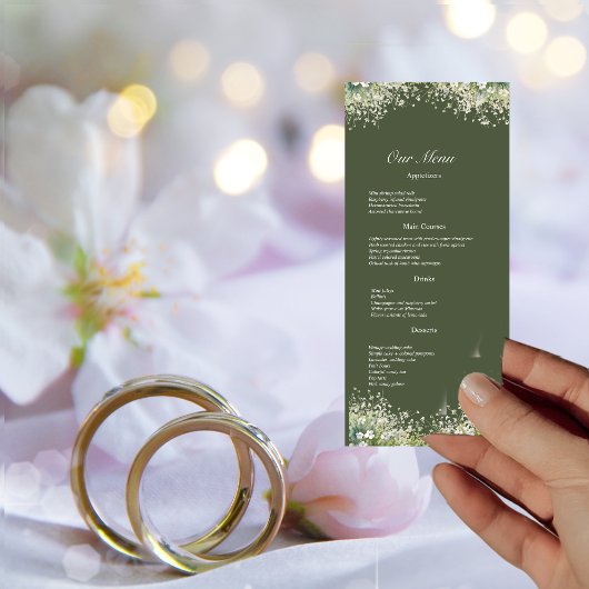 Fijne Bloemen op Olive Green Wedding Menu