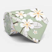 Fijne bloemen op SAge Green Stropdas (Opgerold)