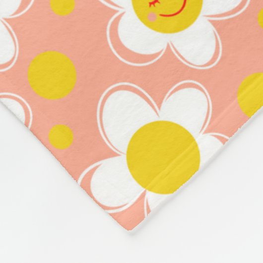 Fijne bloemen - roze fleece deken (Hoek)