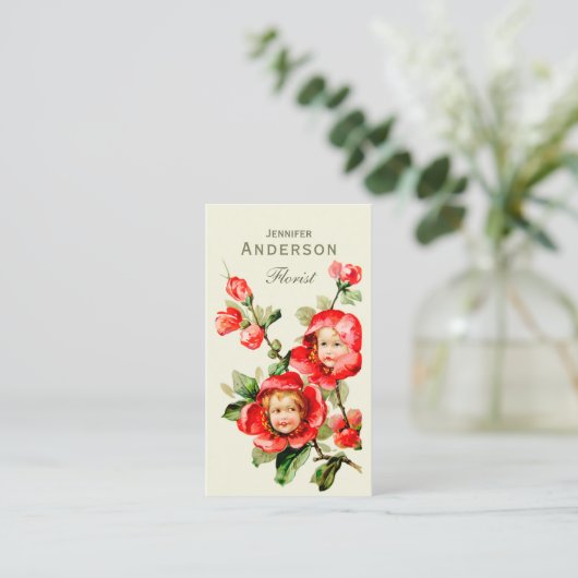 Fijne bloemen Sweet meisjes in bloemhoofden CC1216 Visitekaartje (Staand voorkant)