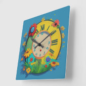 Fijne bloemen vierkante klok (Hoek)