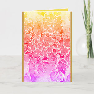 Fijne Bloemen Wenskaart. Roze en Goud Kaart