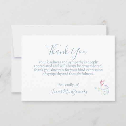 Fijne bloemenbegrafenis dank u, sympathie notitiekaartje (Voorkant)