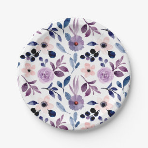 Fijne bloemendesign met marine lavendelbladeren papieren bordje